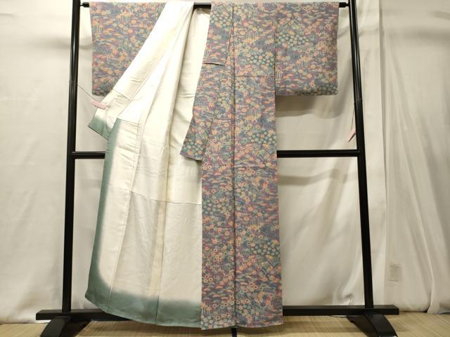 平和屋着物■上質な小紋 流水花松文 正絹 逸品 未使用 CABJ6838oy
