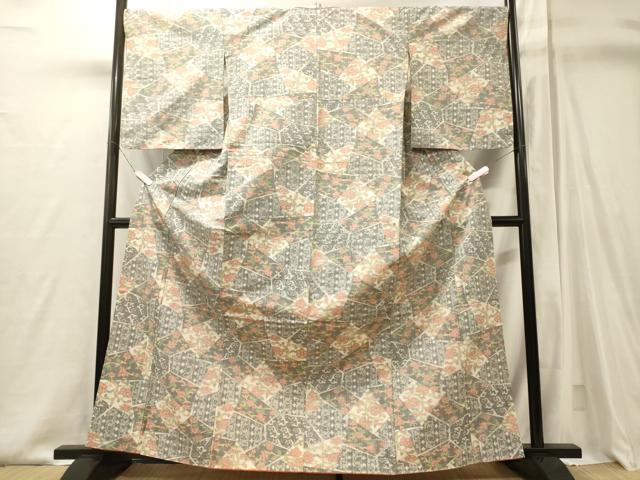 平和屋着物■上質な紬 切嵌花唐草文 正絹 逸品 CABJ6819oy