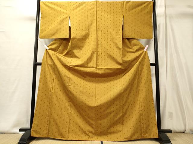 平和屋着物■上質な紬 麻の葉文様 ロング丈 正絹 逸品 CABJ6856oy
