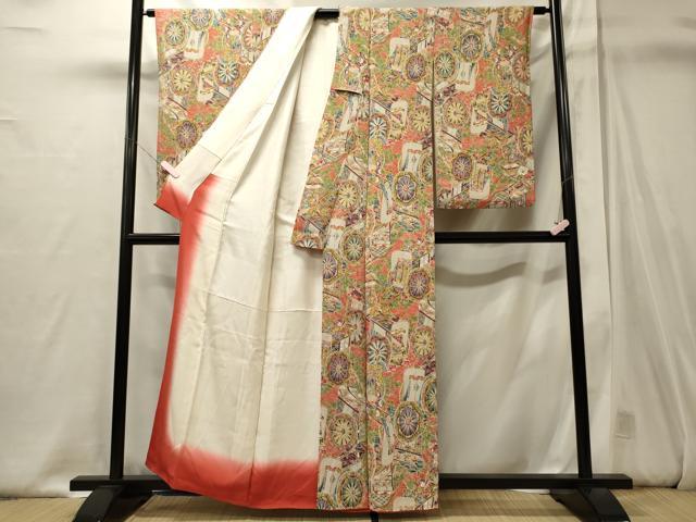 平和屋着物■上質な小紋 立波御所車文 正絹 逸品 CABJ6845oy