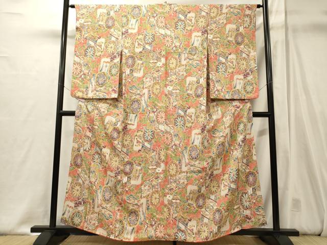 平和屋着物■上質な小紋 立波御所車文 正絹 逸品 CABJ6845oy