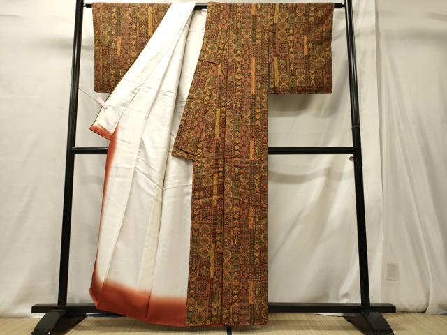 平和屋着物■上質な小紋 幾何学花文 正絹 逸品 未使用 CABJ6840oy