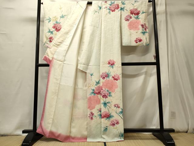 平和屋着物■訪問着 絞り 草花文 暈し染め 銀彩 正絹 逸品 CABJ6843oy