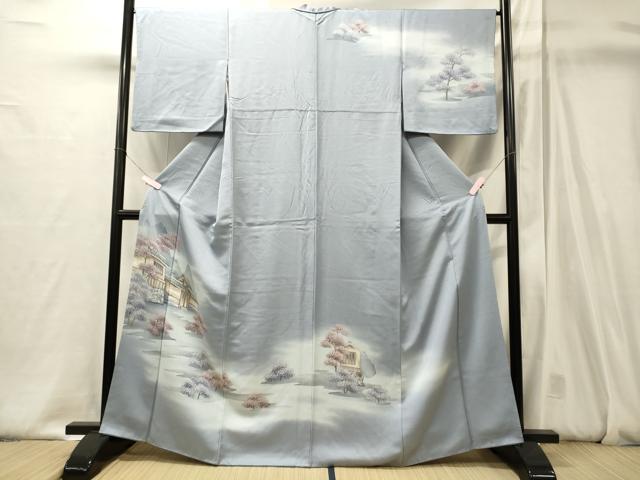 平和屋着物■訪問着 手描き 風景草木文 暈し染め 正絹 逸品 CABJ6849oy