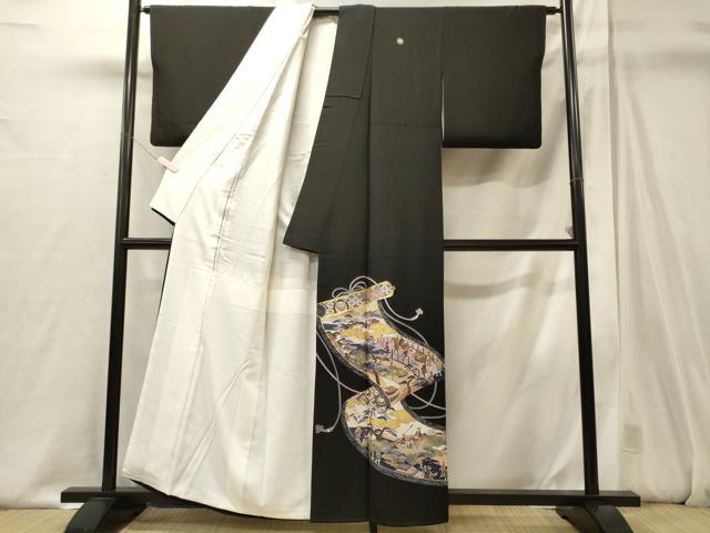 平和屋着物■豪華黒留袖 作家物 駒刺繍 人物風景松文 金彩 正絹 逸品 CABJ6853oy