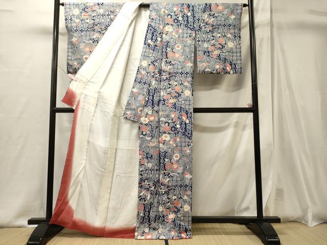 平和屋着物■上質な小紋 吉祥花蝶文 金銀彩 正絹 逸品 CABJ6828oy