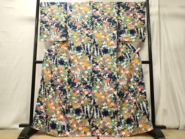 平和屋着物■上質な小紋 草花文 藤花房 正絹 逸品 CABJ6835oy