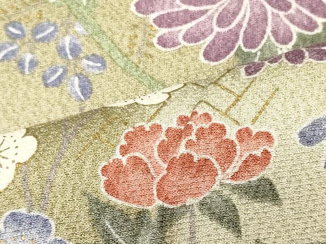 平和屋着物■上質な小紋 草花舞蝶文 暈し染め 金彩 大丸扱い 正絹 逸品 未使用 CABJ6858oy