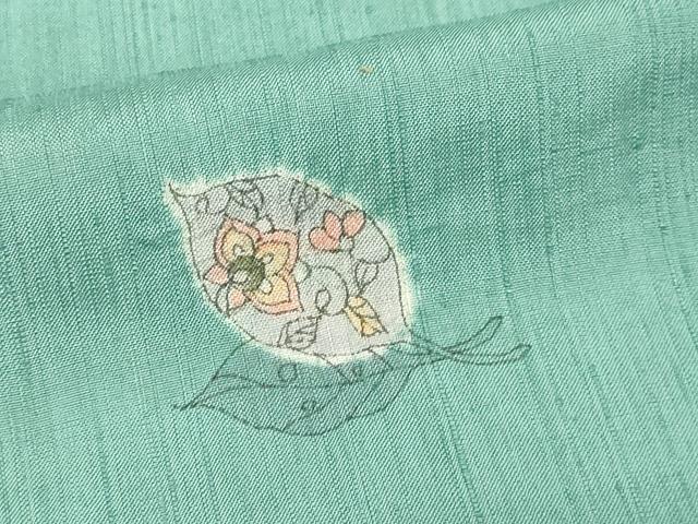 平和屋着物▽上質な紬 単衣 絞り 舞葉文 正絹 逸品 DABI1148sf
