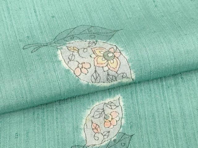 平和屋着物▽上質な紬 単衣 絞り 舞葉文 正絹 逸品 DABI1148sf