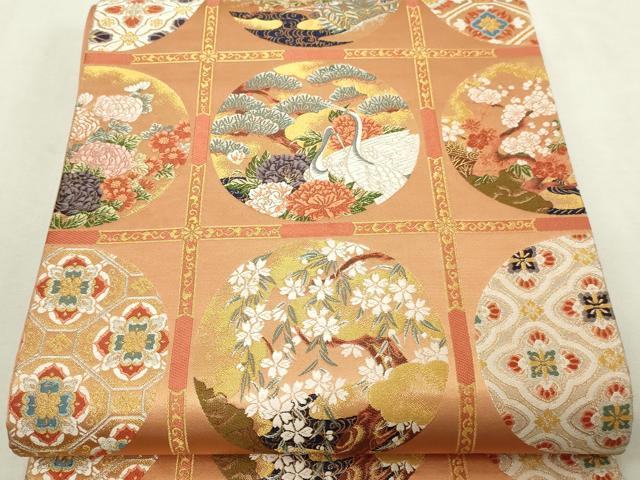 平和屋本店▼六通柄袋帯 唐織 絢爛天井絵図 純金箔 正絹 逸品 DABI1253sf