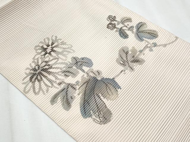 平和屋着物*夏物 八寸名古屋帯 絽綴れ 作家物 手描き 枝花文 金彩 正絹 逸品 CABJ4690fb