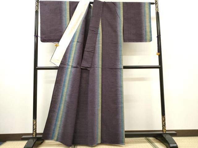 平和屋着物▽西陣 はるか紬 単衣 伝統ぼかし工芸織 間道 証紙付き 正絹 逸品 未使用 DABH7463fe