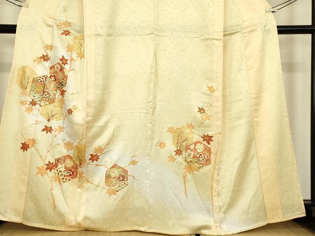 平和屋着物▽訪問着 単衣 駒刺繍 亀甲花文 暈し染め 金彩 正絹 逸品 DABH6407az