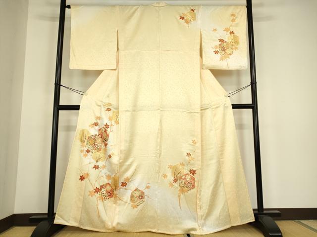 平和屋着物▽訪問着 単衣 駒刺繍 亀甲花文 暈し染め 金彩 正絹 逸品 DABH6407az