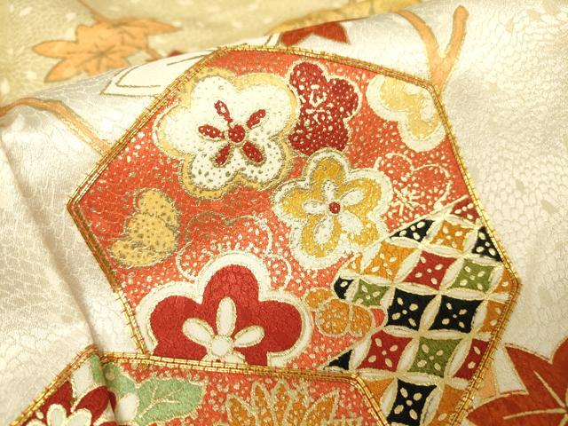 平和屋着物▽訪問着 単衣 駒刺繍 亀甲花文 暈し染め 金彩 正絹 逸品 DABH6407az