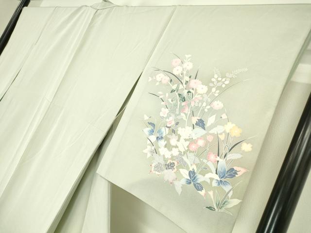 平和屋着物▽訪問着 単衣 友禅 草花文 暈し染め 正絹 逸品 DABH6394az