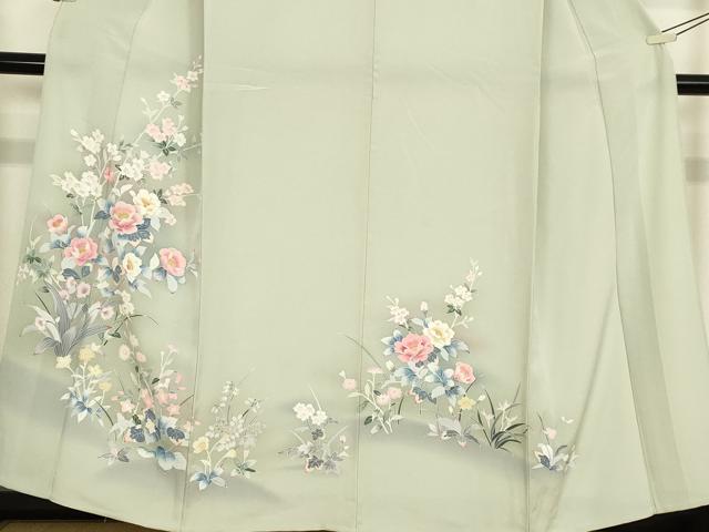 平和屋着物▽訪問着 単衣 友禅 草花文 暈し染め 正絹 逸品 DABH6394az