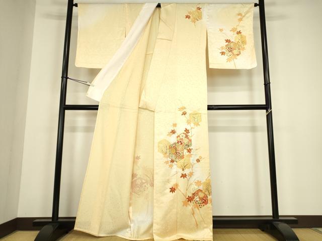 平和屋着物▽訪問着 単衣 駒刺繍 亀甲花文 暈し染め 金彩 正絹 逸品 DABH6407az