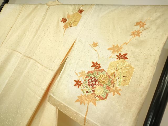 平和屋着物▽訪問着 単衣 駒刺繍 亀甲花文 暈し染め 金彩 正絹 逸品 DABH6407az