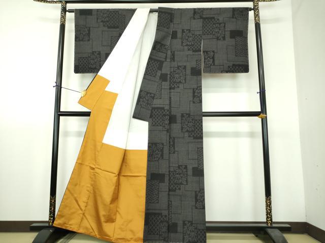 平和屋着物●結城紬 80亀甲 色紙重ね花文 正絹 逸品 未使用 DABH9740ps