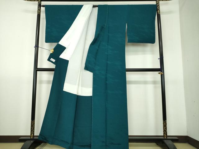 平和屋着物●上質な色無地 霞地紋 高麗納戸色 やまと誂製 正絹 逸品 未使用 DABH9741ps