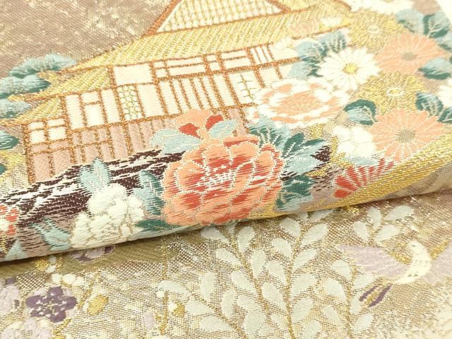 平和屋本店▼六通柄袋帯 春秋照映文 九百本金弐重織 正絹 逸品 DABI1398sf
