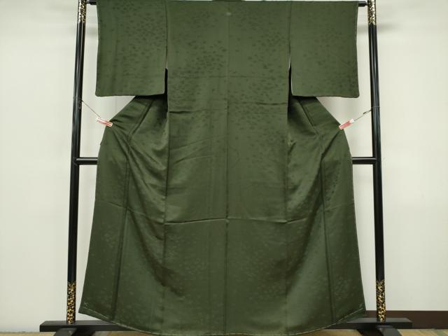 平和屋着物■上質な色無地 草花地紋 麹塵色 正絹 逸品 未使用 CABI6777ou