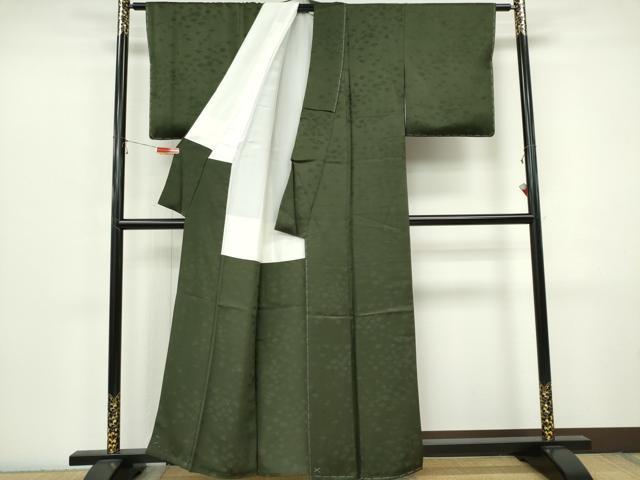 平和屋着物■上質な色無地 草花地紋 麹塵色 正絹 逸品 未使用 CABI6777ou