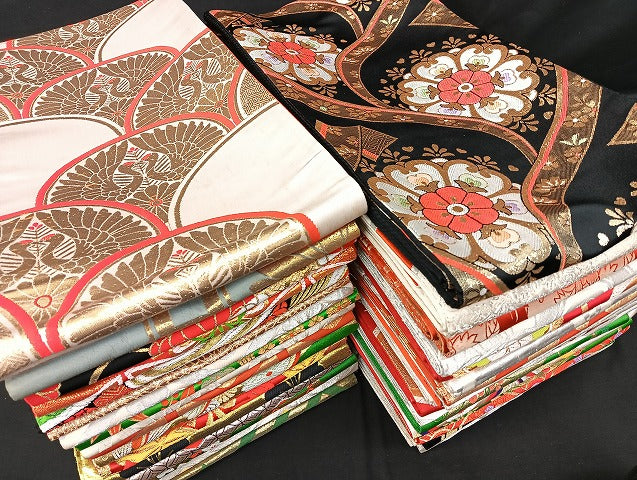 平和屋本店■子供帯 まとめて 35点 鳳凰 向かい鶴 孔雀 蝶 松竹梅 花柄 正倉院 アンティーク 金銀糸 など 着用可能多数 未使用品有 mmm1303
