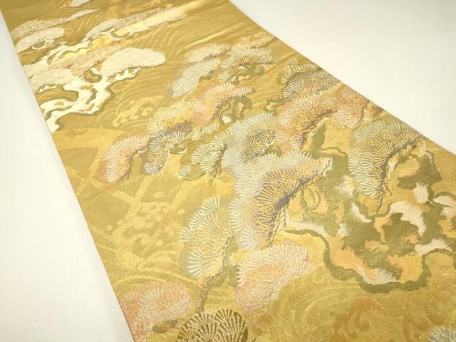 平和屋着物▼六通柄袋帯 光悦垣老松文 金糸 正絹 逸品 DABH6525az