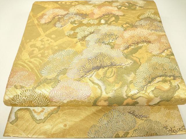 平和屋着物▼六通柄袋帯 光悦垣老松文 金糸 正絹 逸品 DABH6525az