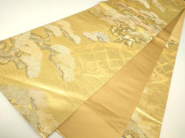 平和屋着物▼六通柄袋帯 光悦垣老松文 金糸 正絹 逸品 DABH6525az