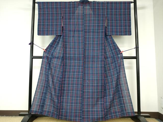 平和屋着物∴夏物 阿波しじら織 浴衣 格子 綿 逸品 DABI3252cd
