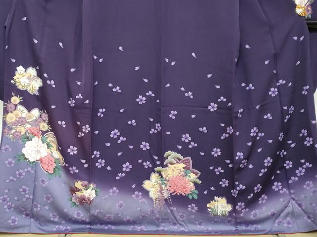 平和屋着物●豪華振袖 草花文 暈し染め 金彩 正絹 逸品 DABI2415ud
