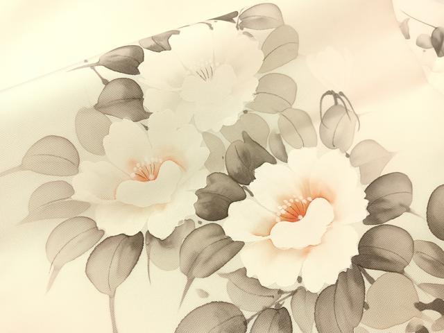 平和屋着物●塩瀬 九寸名古屋帯 作家物 手描き 草花文 正絹 逸品 CABJ7499vp