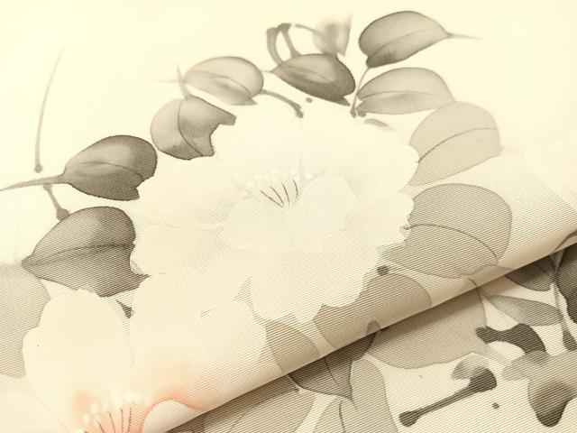 平和屋着物●塩瀬 九寸名古屋帯 作家物 手描き 草花文 正絹 逸品 CABJ7499vp