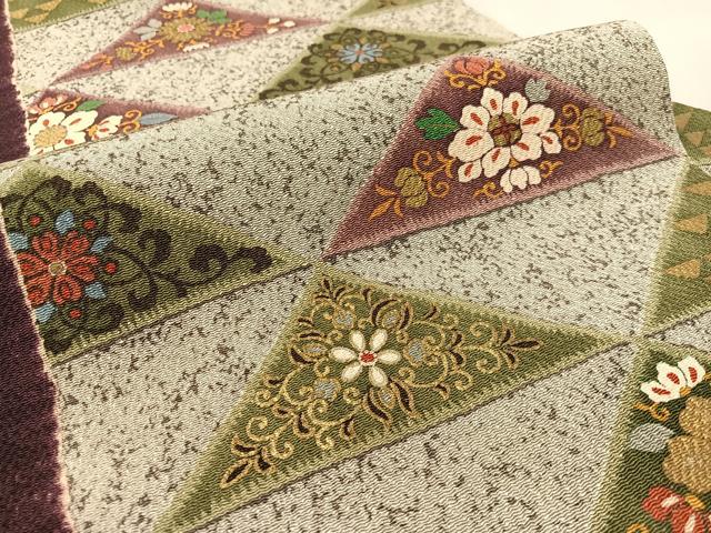 平和屋着物●摺型友禅 京都 多ち花 全通柄 九寸名古屋帯 鱗花文 金彩 鬼しぼ縮緬 正絹 逸品 CABJ7522vp