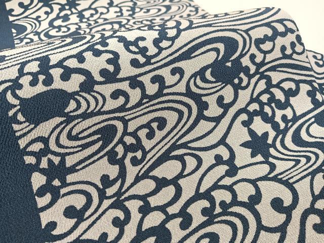 平和屋着物●九寸名古屋帯 作家物 伊勢型染 竜田川間道 鬼しぼ縮緬 正絹 逸品 CABJ7566vp