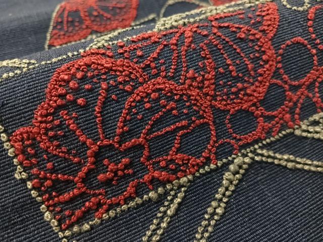 平和屋着物●中国三大刺繍 総相良刺繍 八寸名古屋帯 紬地 辻が花 正絹 逸品 CABJ7563vp