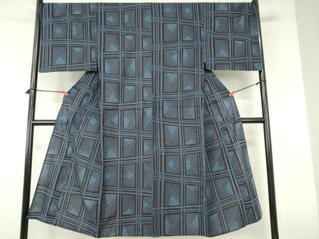 平和屋着物∴夏物 男性 浴衣 注染 手縫い 色紙文 綿 逸品 DABI3332cd