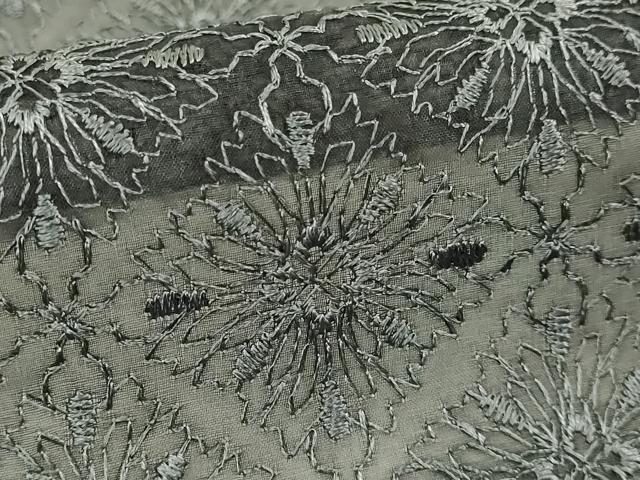 平和屋着物▽極上 道行コート スリーシーズン 春夏秋 塵除け ロング丈 オーガンジー レース 刺繍 花菱 逸品 未使用 DZAB8903kh6