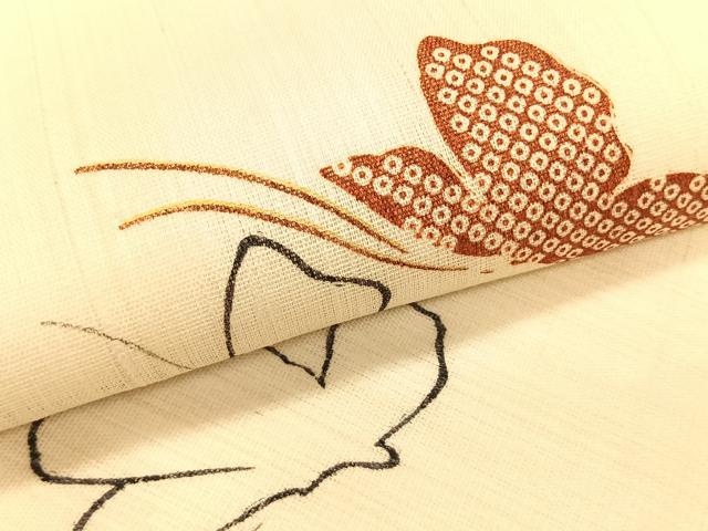 平和屋着物*夏物 つけ帯 手描き 舞蝶文 正絹 逸品 CABK1358fb