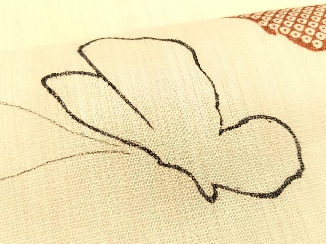 平和屋着物*夏物 つけ帯 手描き 舞蝶文 正絹 逸品 CABK1358fb