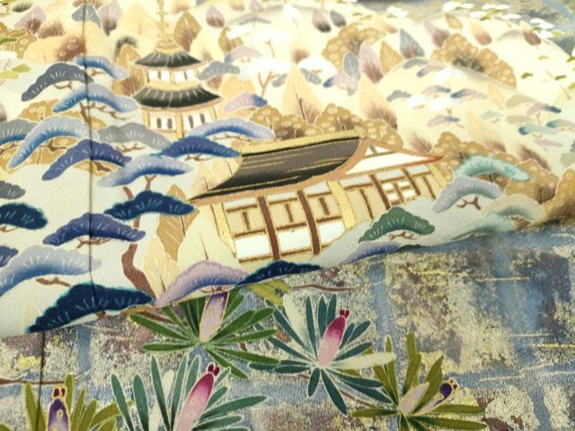 平和屋着物●金彩友禅作家 金彩の魔術師 堀省平 金煌織 黒留袖 加賀絵巻 暈し染め 金彩 正絹 逸品 DABH9890ps