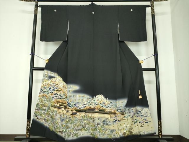 平和屋着物●金彩友禅作家 金彩の魔術師 堀省平 金煌織 黒留袖 加賀絵巻 暈し染め 金彩 正絹 逸品 DABH9890ps