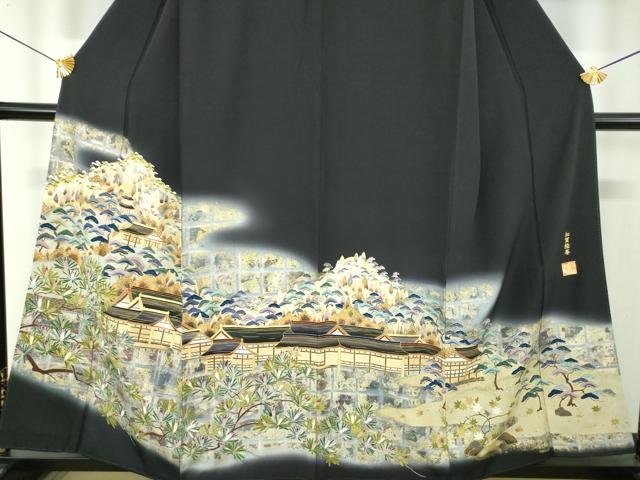 平和屋着物●金彩友禅作家 金彩の魔術師 堀省平 金煌織 黒留袖 加賀絵巻 暈し染め 金彩 正絹 逸品 DABH9890ps