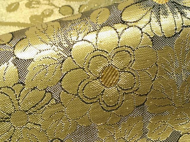 平和屋本店▼六通柄袋帯 萬葉花集 本金二重織 正絹 逸品 DABH6615az