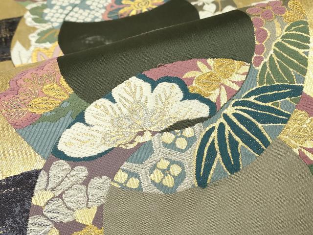 平和屋着物▼六通柄袋帯 唐織 国風錦 吉祥花文 金銀糸 引箔 正絹 逸品 DABH6704az