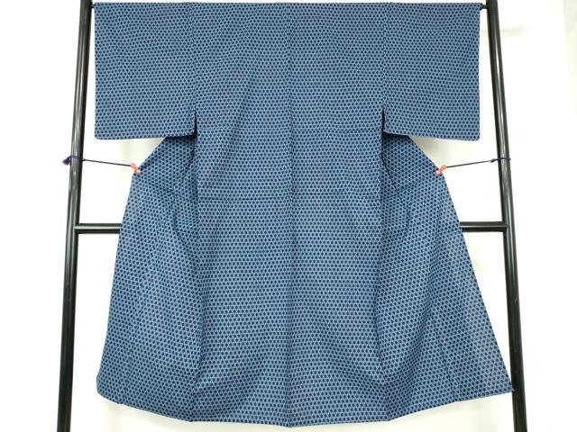 平和屋着物∴夏物 男性 浴衣 両面染 手縫い 篭目文様 綿 逸品 DABI3364cd